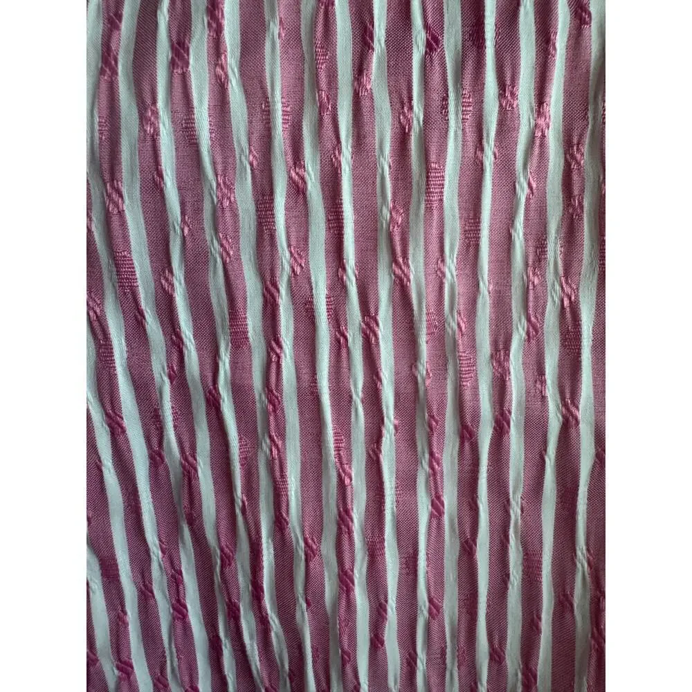 J’Envie Havana Pink White Stripe Long Sleeve cotton stretch seersucker tunic 8 M